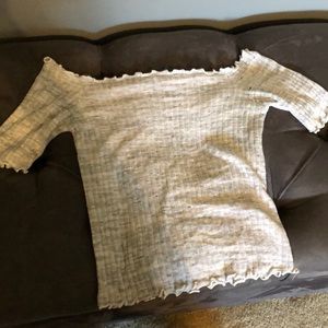 Heather grey off shoulder top